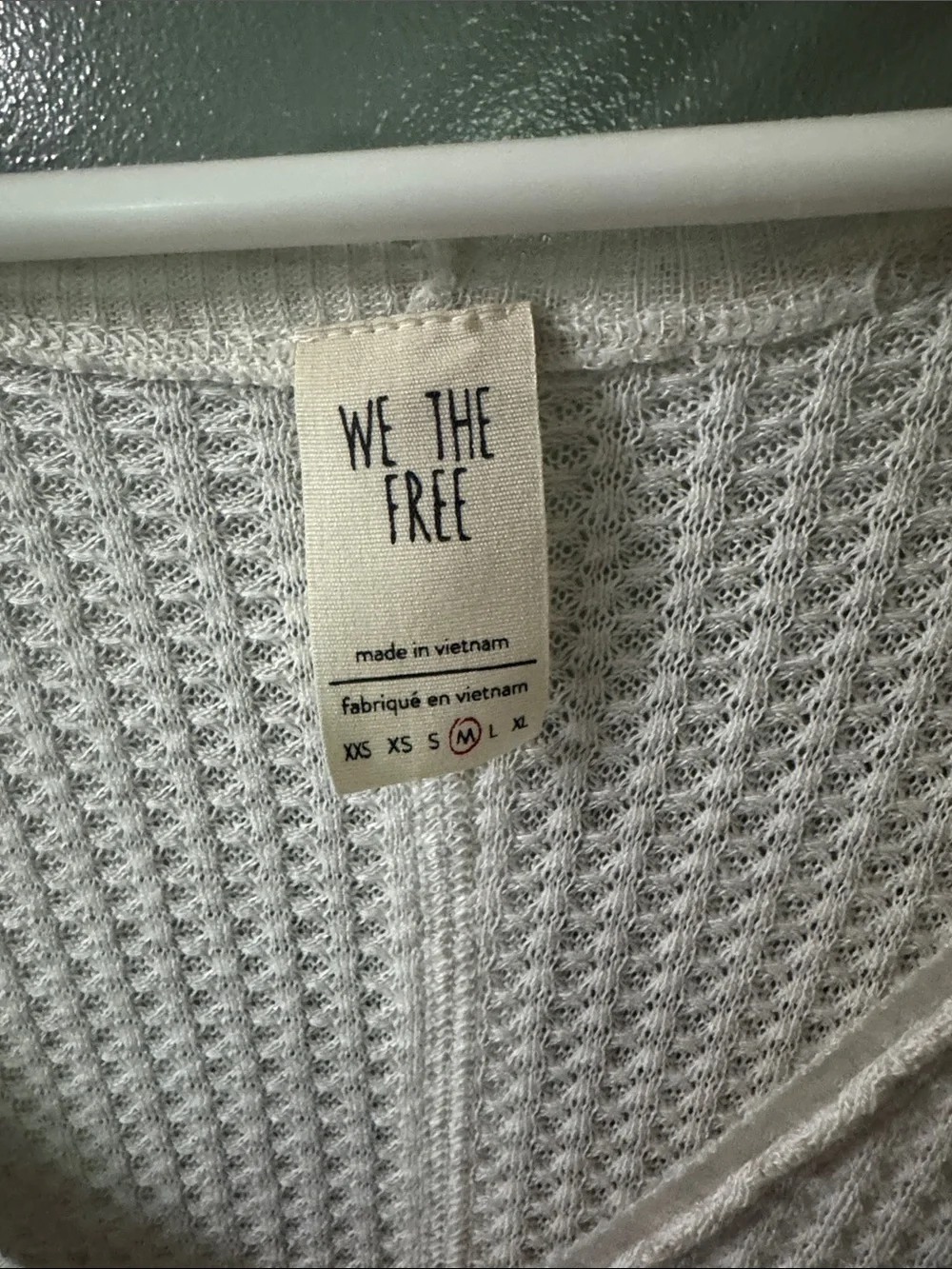 We The Free Ivory Waffle Knit V-Neck Top Oatmeal Heather NWT - Picture 2 of 7